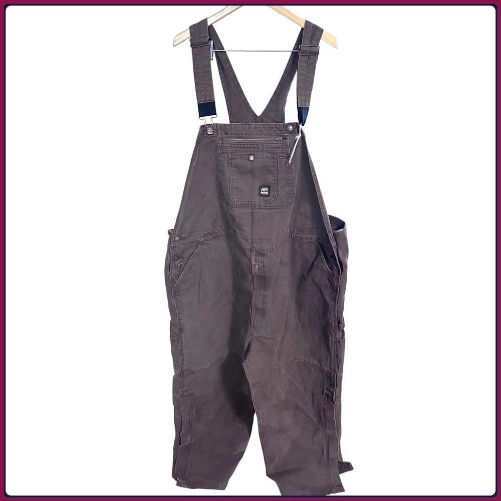 BERNE‎ Workwear Brown Canvas Bib Overalls Men's Size L Adjustable Straps Unisex